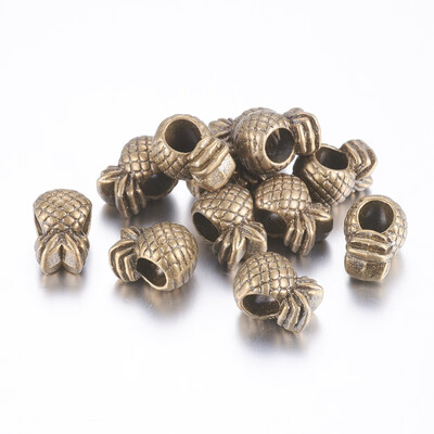 

Tibetan Style Alloy European Beads Large Hole Beads Lead Free&Nickel Free&Cadmium Free Pineapple Antique Bronze