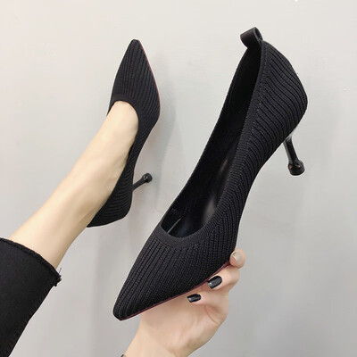 

2019 new high heels womens fine heels sharp naked girls French online celebrity students Korean version of summer single shoe