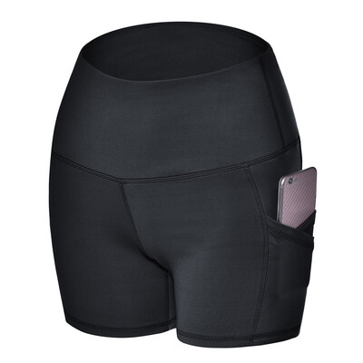 

Tailored Women High Waist Yoga Pants Side Cell Phone Pockets Sports Shorts Leggings Pants