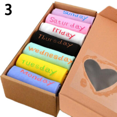 

7 Pairs Travel Women Weekly Strawberry Smiley Face Breathable Elastic Crew Socks