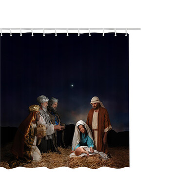 

Gobestart Christmas Waterproof Polyester Bathroom Shower Curtain Decor With Hooks 65x71