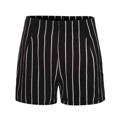 

Tailored Women Stripe Print Zipper Casual Hot Pants Lady Summer Beach Shorts Trousers