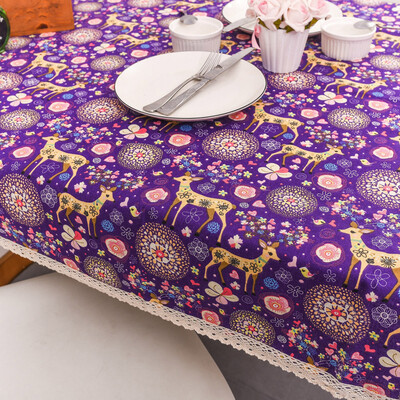 

Tailored Merry Christmas Elk Wapiti Rectangular Printed Fabric Tablecloth 140250cm BU