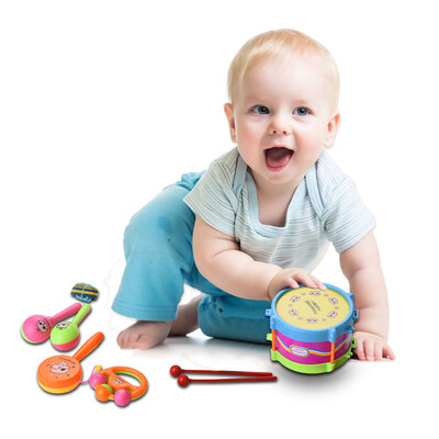 

Siaonvr 5Pcs Kids Baby Drum Musical Instruments Band Kit Children Toy