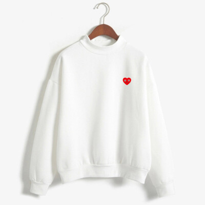 

Starmoon Women O-Neck Solid Color Smiley Love Pattern Long Sleeve Plus Velvet Sweatshirt