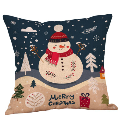 

Tailored Cotton Linen Christmas Snowman Tree Zipper Closure Pillow Case Throw Cushion