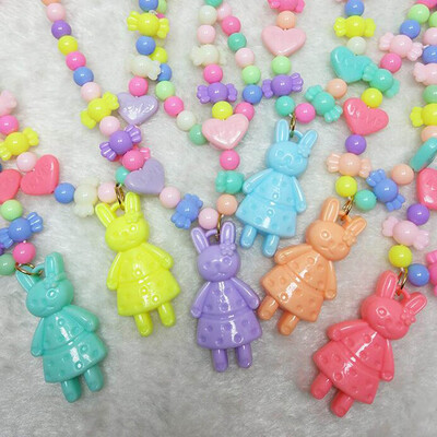 

Rabbit Pendant Girl Accessories Necklace - Color Mix Girls Fashion Jewelry Sets Bead Rabbit Cute Pendant Accessories