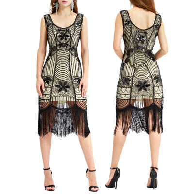 

〖Follure〗Women Vintage 1920s Bead Fringe Sequin Lace Party Flapper Cocktail Prom Dress