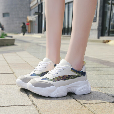 

Sports shoes women fall breathable Joker sequined womens shoes ins tide thick bottom tide shoes Torre shoes