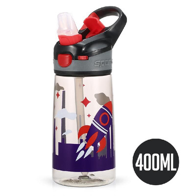 

400ml Water Bottle Leakproof Drinking Bottle BPA Free Flip Top Lid with Straw for Kids