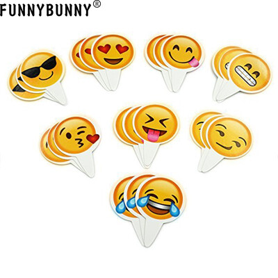 

FUNNYBUNNY Emoji Cupcake Toppers&Emoji Party Decorations&Supplies Pack of 12 Happy Birthday Cake Topper Thanksgiving