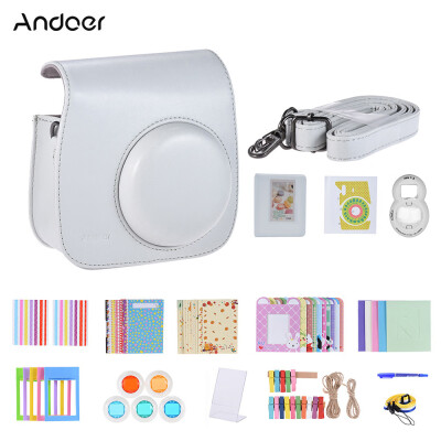 

Andoer 14 in 1 Instant Camera Accessories Bundle Kit for Fujifilm Instax Mini 988 include CaseStrapStickerSelfie Lens5 Filt