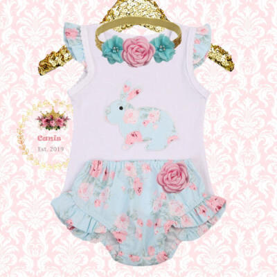 

Newborn Baby Girls Easter Bunny Romper Bodysuit Pants Shorts Outfits Clothes Set