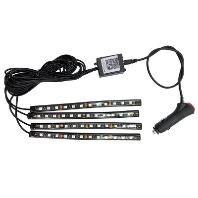 

Car LED Strip Light Interior Car Lights 4pcs 48LED APP Controller Lighting Kits Multi Color Music Under Dash Car Lighting