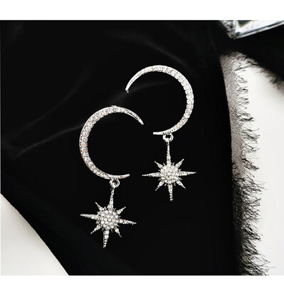 

New Fashion Women Jewelry Contracted Joker Character Moon Pendant Earrings Eardrop Temperament Long Geometric Earrings