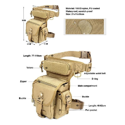 

Multi-pockets Camouflage Waist Bag Waterproof Fanny Pack Travel Outdoor Sports Hiking Cycling Riding Leg Bag Thigh Pouch