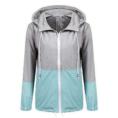 

New Women Hooded Zip Wind Breaker Outdoor Jacket Waterproof Rain Coat -2XL