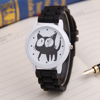 

Korean version of cute kitten candy silicone belt casual student quartz fashion cat men&women watch batch