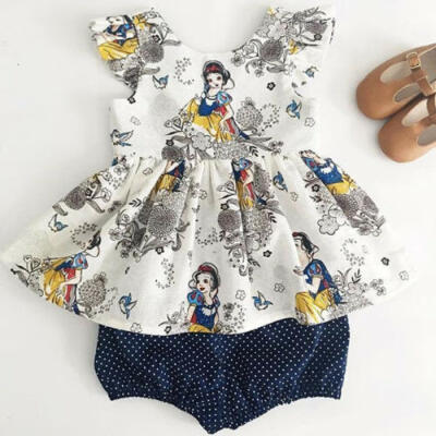 

Cute Snow White Baby Girls Tops Vest T shirt DressBriefs Shorts 2pcs Outfit Set