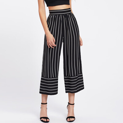 

Tailored Women Sexy High Waist Stripe Print Floral Wide Leg Pants