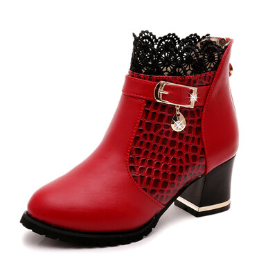 

Rose Womens Ladies Boots Fall Winter Vintage Leather Ankle Lace Short Boots Shoes
