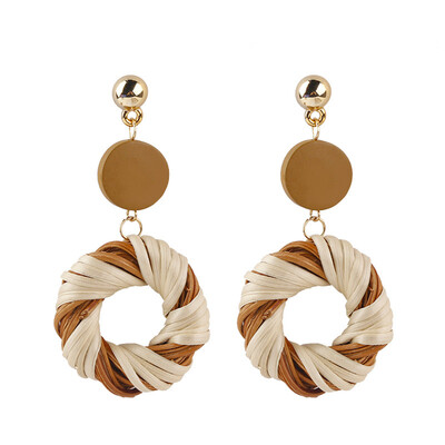 

Flashbuy Boho Style Ring Statement Earrings Round Jewelry Bohemian Handmade Rattan Earrings for Women Girls Pendientes Wholsale