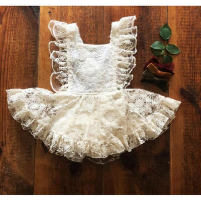 

UK Stock Newborn Baby Girls Summer Lace Floral Romper Dress Sundress Clothes