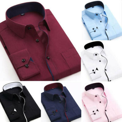 

Fashion Mens Formal Long Sleeve Shirt Button Up Business Work Dress Top -4XL
