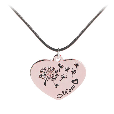 

New Style Alloy Plating Silver Color Heart Shaped Letters Jewelry Necklace Dandelion Print For Birthday Gifts