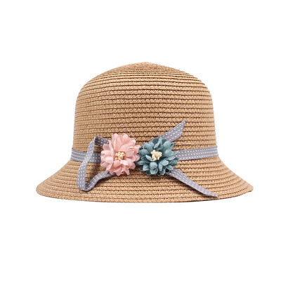 

Kids Girl Summer Sun Straw Hat Flower Adjustable Dome Panama Beach Holiday Cap