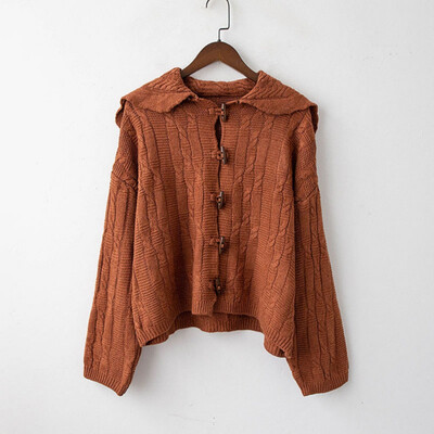 

Autumn New long Sleeve Women Knitted Cardigan Pocket Design Turn-Down Collar Long Sleeve Female Coat