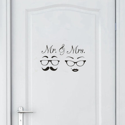 

Gobestart MR & MRS Home Decor Wall Sticker Decal Bedroom Door Vinyl Art Mural