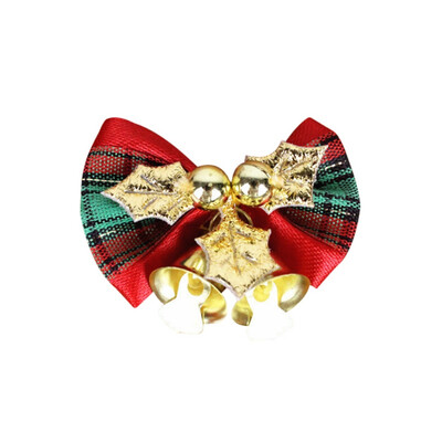 

Christmas Flocking Cloth Mini Bow With Cute Bells Bow Christmas Tree Bowknot Ornaments Hanging Decoration For Wedding Party
