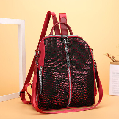 

Tailored Fashion Ladies Large Capacity Sequins Versatile Backpack Waterproof Travel Bag
