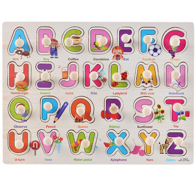 

Tailored Kid Early Educational Toys Baby Hand Grasp Wooden Puzzle Toy Alphabet