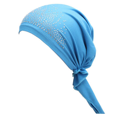 

Fashion Lady Rhinestone Muslim Turban Hat Chemo Cap Hair Loss Hijab Cap Cover