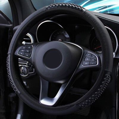 

1pc Black PVCLeather Car Steering Wheel Cover Breathable Anti-slip 1538cm