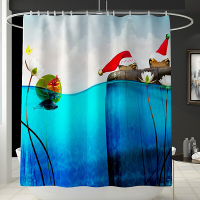 

Tailored Santa Christmas Print Toilet Bathroom Mat And Shower Curtain Four-Piece Set