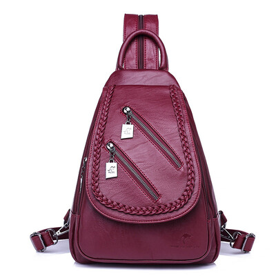 

Backpack lady Korean version of the wild fashion casual outdoor waterproof soft leather outdoor small backpack