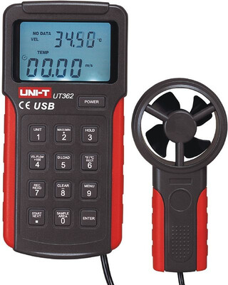 

UNI-T UT362 LCD Display Digital Tachometer High Precision Anemoscopes w USB Interface Air Flow Meter