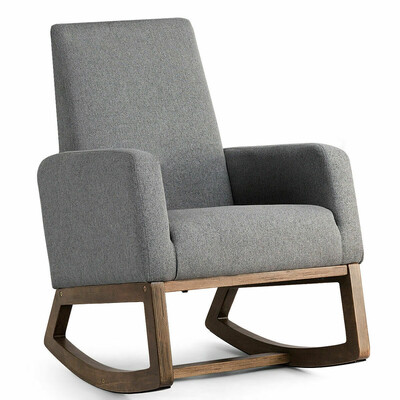 

Mid Century Retro Modern Fabric Upholstered Rocking Chair