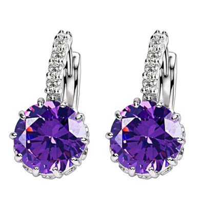 

Women Round Cubic Zirconia Inlaid Stud Earrings Wedding Engagement Jewelry Gift