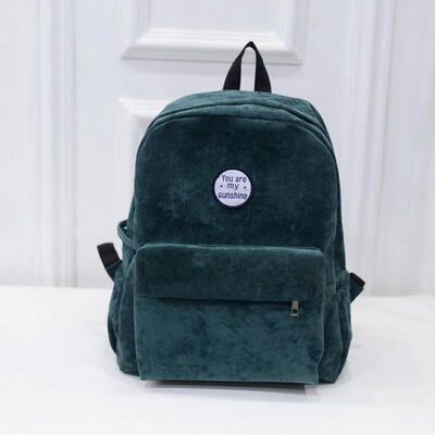 

Vintage Corduroy Backpack For Women Pure Color Casual Shoulder Bag Handbag For Girls