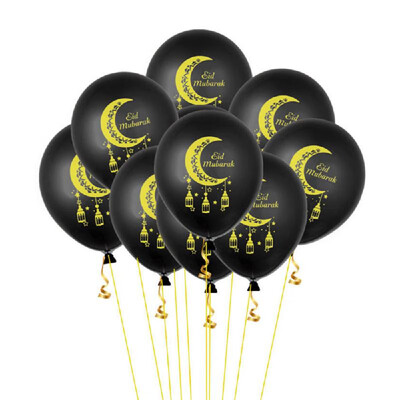 

10Pcs EID Balloons Ramadan Decoration Moon Mosque Printed Pattern Balloons for Muslim EID Party Supplies