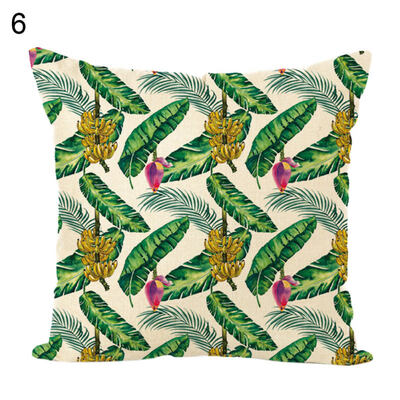 

Green Leaves Soft Linen Throw Pillow Case Cushion Cover Sofa Bed Car Home Decor