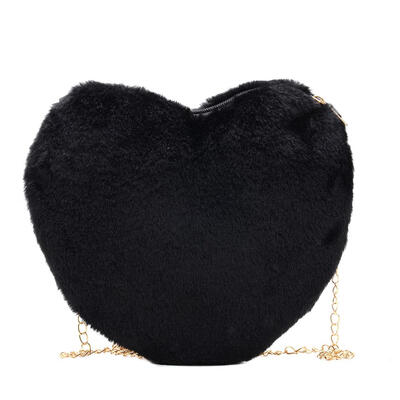 

Solid Color Love Heart Clutch Women Shoulder Messenger Plush Casual Bags