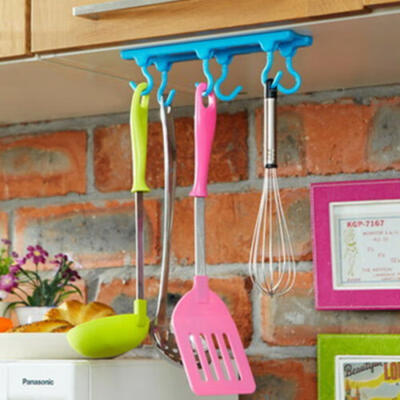 

6 Hooks Cup Holder Hang Kitchen Cabinet Under Shelf Storage Rack Organizer New