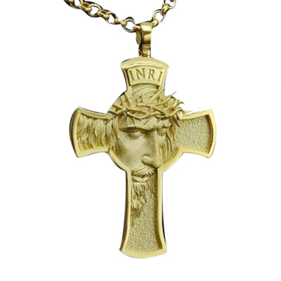 

Men Fashion Jesus Engraved Cross Pendant Necklace Sweater Chain Jewelry Gift