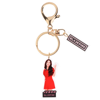 

KPOP BLACKPINK Cartoon Human Form Acrylic Keychain Colorful Letter Printing Pendant Key Rings Hot Gift for Fans