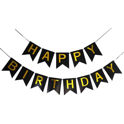 

FUNNYBUNNY Happy Birthday Banner Bronzing Letter Fishtail Bunting Lahua Party Flags Party Decorations Christmas Banner